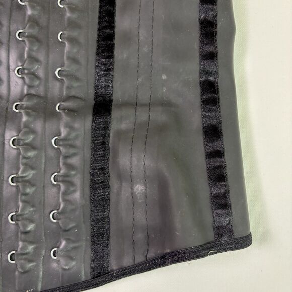 Lady Slim Black Latex Waist Cincher Corset Women's XS Gothic Alt Darkwear Witchy - Picture 3 of 14